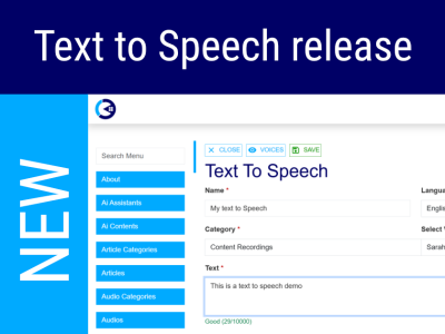 Release of Text to Speech