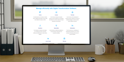 Desktop screen showing the digital transformation software tools