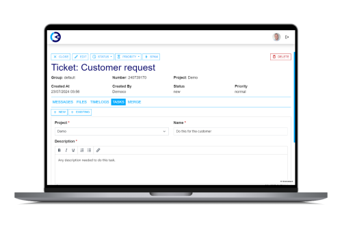 support ticket tasks in Globistack