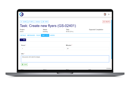 project task timelogs in Globistack