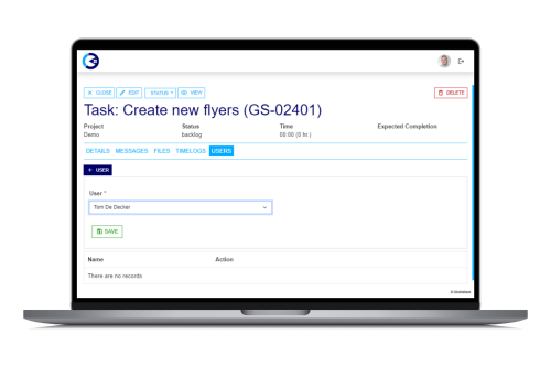 project task user assignment in Globistack