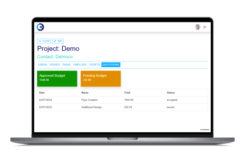 project quotations budget in Globistack