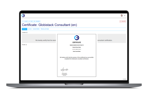 Course certification with Globistack