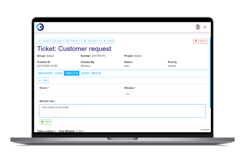 support time tracking in Globistack