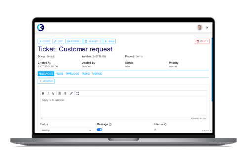 support ticket handling in Globistack